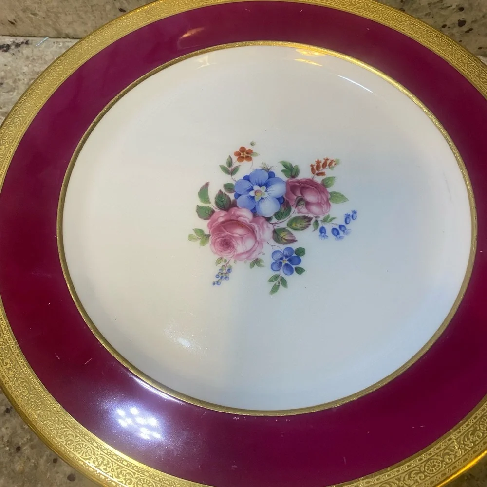 Vintage Paragon Fuchsia And Rose Pattern With Gold‎ Trim dinner Plates (6)